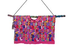 Textile Art Woven Wall Hanging Vintage Guatemalan Huipil Mexican Folk Art Decor picture