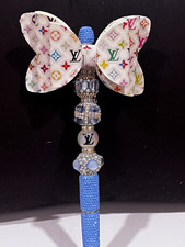 Custom designed Louie Vuitton LV Monogram leather Bow focal fancy beaded pen picture