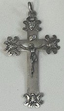 Ant. 1800s French Gothic Sterling Silver Jesus Cross / Crucifix Pendant 4
