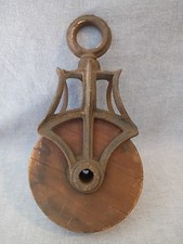 Vintage STOWELL Iron and Wood Pulley -used picture