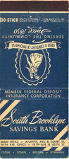 South Brooklyn Savings Bank Brooklyn NY Vintage Matchbook Cover 1950s picture