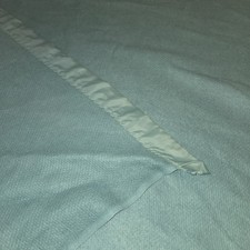 Vintage Faribo Acrylic Blanket – Rich Teal with Satin Trim (86