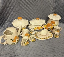 Vintage Arnel’s Merry 13 Piece Canister Tea Set Fruit Pattern Mid Century picture