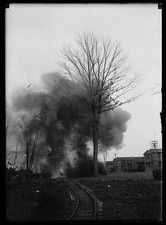 Photo:Military Artillery Explosion 1915-1923 Railroad Track Blast picture
