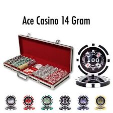 500 Ct Ace Casino 14 Gram Poker Chips, 2 Card Decks, 5 Dice, Dealer Button picture
