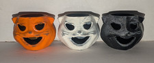 3 Dollhouse Miniature mini Halloween paper mache style Cat Jack O lantern Set picture