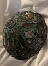 Vintage Quoizel Collectables Dragonfly Stained Glass Lamp Shade Tiffany Style picture