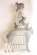 Vintage Clarence Lee Russell Lee Sterling Silver Navajo Woman w/Sheep Brooch Pin picture