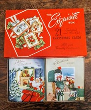 EXQUISITE 1950s Box CHRISTMAS CARDS 21 + ENVS, UNUSED, AWESOME CARDS MADE IN USA picture