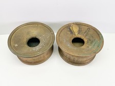 2 Matching Gulf Mobile Ohio Railroad Brass Spittoon Antique Stamped “GULF” picture