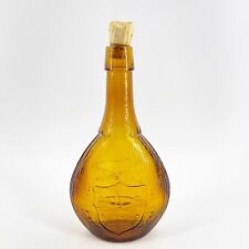 Vintage Wheaton Union Shield & Dove Bottle Pressed Amber Glass Collectible picture