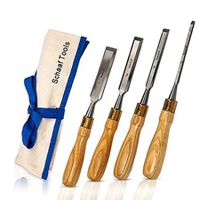 Schaaf Tools 4-Piece Wood Chisel Set for Woodworking, Cr-V 60 Steel Blades picture