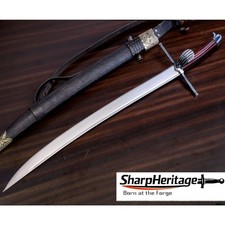 Hand Forged Grosses Messer Sword, 29 Inch 5160 Carbon Steel Blade, Rosewood Hand picture