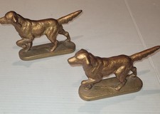 Vintage Set Of Cast Iron Hunting Dog Pointer Bookends Doorstops picture