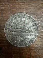 Vintage  GLOUCESTER COMMEMORATIVE COIN MEDAL 375TH ANNIVERSARY Fishing Rare picture
