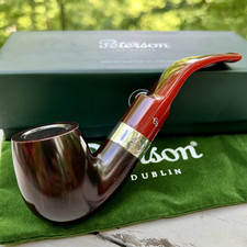 Peterson Irish Harp Smooth Bent Billiard (XL90) Fishtail Pipe Sterling Silver picture