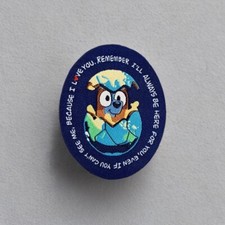 Iron On Patch - Bluey Cartoon Dog, 2.5” Mom Love You Earth Dream, Kids Children picture