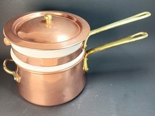 Vintage Old Dutch International Solid Copper Brass & Ceramic Double Boiler Korea picture