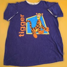 Vtg 90s DISNEY Store TIGGER Purple Double Layer Single Stitch Tee T Shirt XL picture