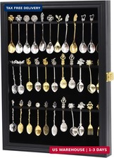 36 Souvenir Tea Spoon Display Case Wall Mount Lockable UV Protection Acrylic Doo picture
