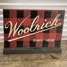 Woolrich Clothing Countertop Display Sign Wood (6.25