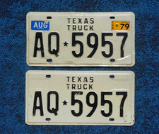 1979 Texas TRUCK License Plate Plates PAIR / SET picture