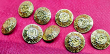 Lot Of 9 Vintage Rena Lange Buttons 20mm Gold Color Metal With Embossed Logo picture