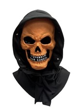 Fun World Black Light Orange Skeleton Steve Skull Mask With Shroud EU Stamp picture