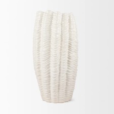 24 inch H x 12.5 inch W x 12.5 inch D White Ceramic Table Vase picture
