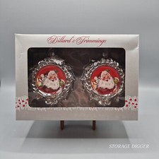 VTG Dillard's Trimmings Santa Claus Christmas Ornaments Holiday Decor Set of 2 picture