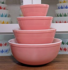 Pyrex Mixing Bowls Flamingo Pink Full Set Nesting Vintage 401, 402, 403, 404 picture