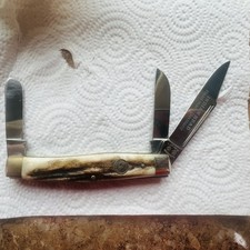 Vintage Indian Head Knive Stag Handles Mint Condition picture