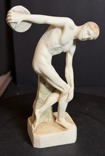 Vintage Alabaster Olympic Nude Roman Discus Thrower - Ivory Color picture