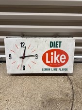 Vintage DIET LIKE SODA LEMON LIME backlit clock 60s BARN FIND READ picture