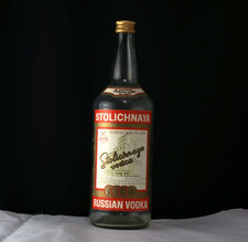 Vintage Stolichnaya Vodka Bottle – USSR Soviet – 1 Liter - 33.8FL oz – 80 proof picture