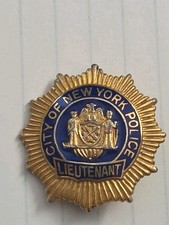 Vintage NYPD New York City Police Lieutenant Miniature Badge Lapel Pin picture