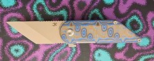Kansept Dash Folding Knife Blue/Yellow Vortex Micarta 154CM Tanto Kiridashi... picture
