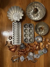 Vintage Lot Of Aluminum Baking Tins -Cookie cutters- Molds picture