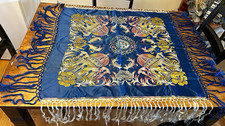 Beautiful Vtg Taj Mahal Piano Shawl Scarf Tablecloth Silk W Fringe Mulitcolor picture