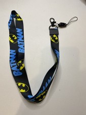 Batman Logo Lanyard with Detachable Keychain & Phone Strap – Black Blue #73 picture