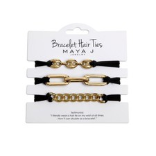 Maya J Bracelet Elastic Beach Hair Tie Maya J Black Golden Beads Cord Holiday picture