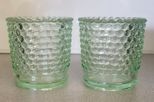 Vintage Hobnail Votive Candle Holder Spring Green Translucent SET of 2 picture