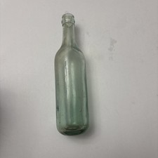 Antique Light Green Blue Glass Hand Blown Heavy Thick Glass Bottle picture