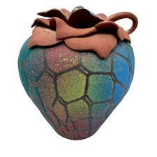 Vintage Sarah Frederick Studio Art Pottery Multicolor Terrar Cotta Oil Lamp picture