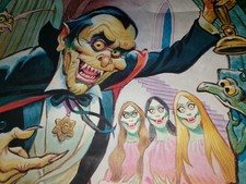 Vtg Dracula PETE HAWLEY Halloween MONSTER DOOR POSTER 3' x 6' Vampire 1970s 🦇 picture