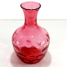Fenton Cranberry Glass Vase Carafe Bottle Thumbprint Coin Spot Dot picture