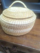 Vintage Papago Handwoven Coiled basket with lid picture