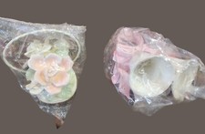 Vtg Sylvestri Christmas Ornaments Resin Flower Basket & Triple Bell Decoration picture