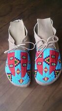 Old American Sioux Style Suede Leather Handmade Beaded Moccasins MCN111 picture