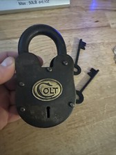 Colt Rifle Padlock Lock Key Set Patina Brass Plate Gunsmith Rifle Collector GIFT picture
